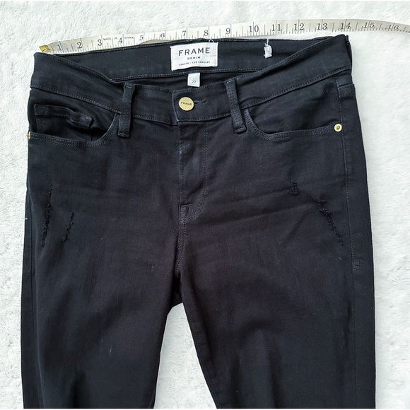 FRAME Le Skinny de Jeanne Mid-Rise Raw-Edge Step Hem Jeans - Picture 11 of 11